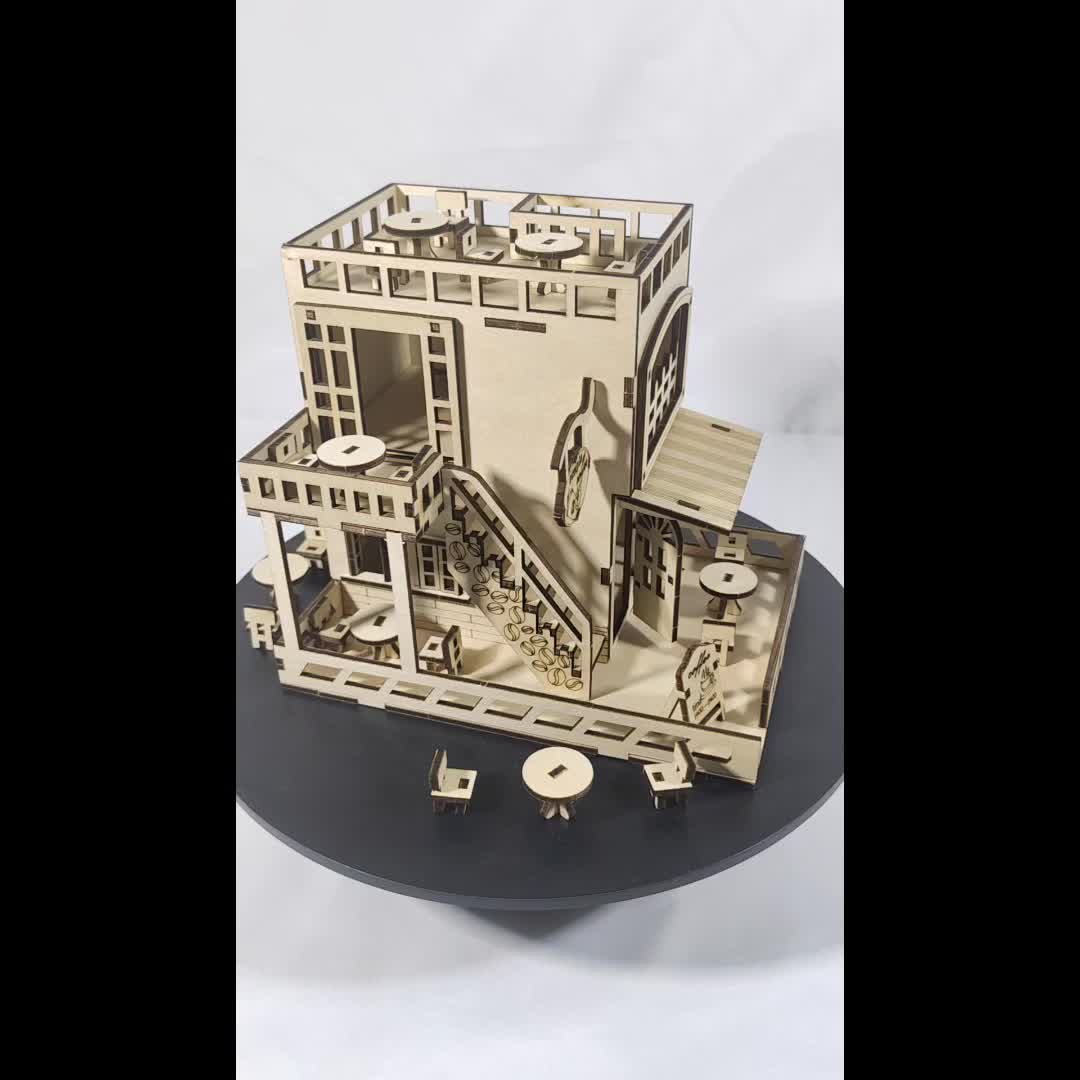 Café Model 3D Wooden Puzzle Gift